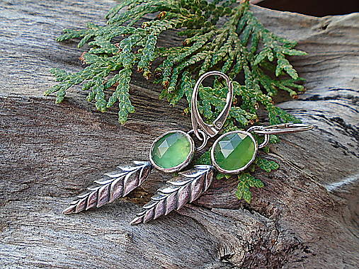 Strieborné náušnice Ag925 Listy Serpentín