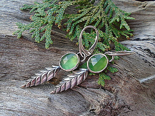 Strieborné náušnice Ag925 Listy Serpentín