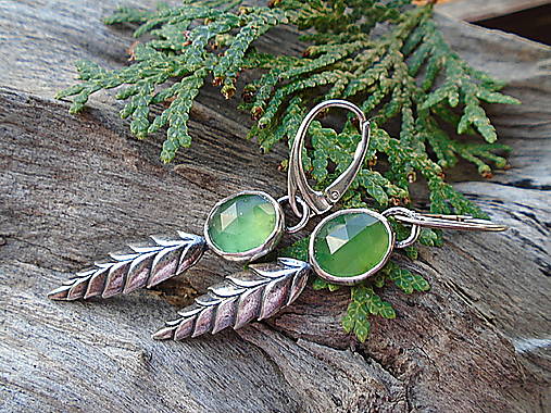 Strieborné náušnice Ag925 Listy Serpentín