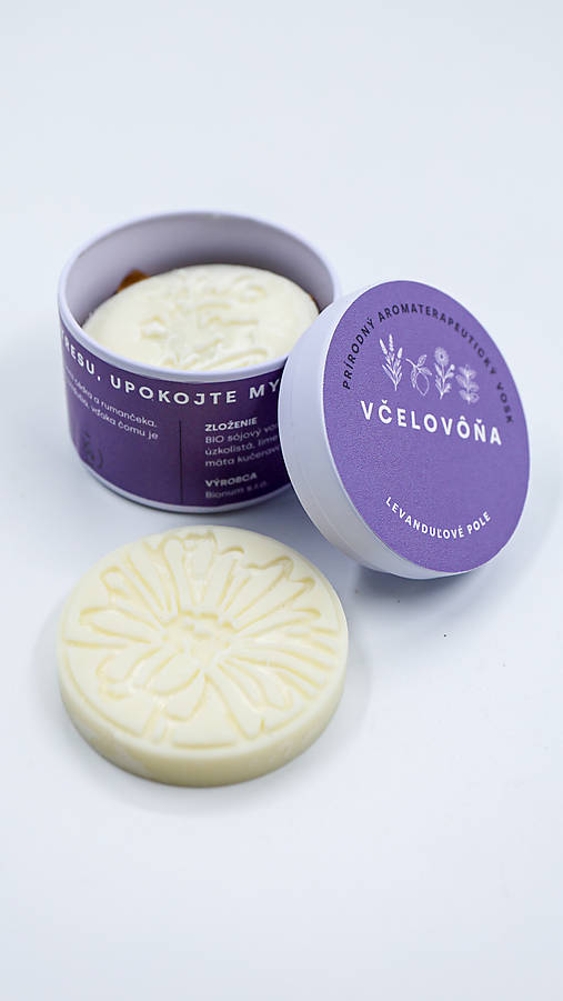 Dekorácie - Prírodný vonný vosk do priestorov - Včelovôňa - Levandulové pole 4ks - 17996957_