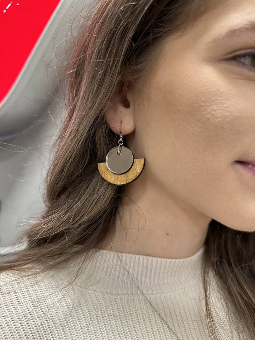 Náušnice - Geometrické visiace náušnice - kruh a polkruh - 17996457_