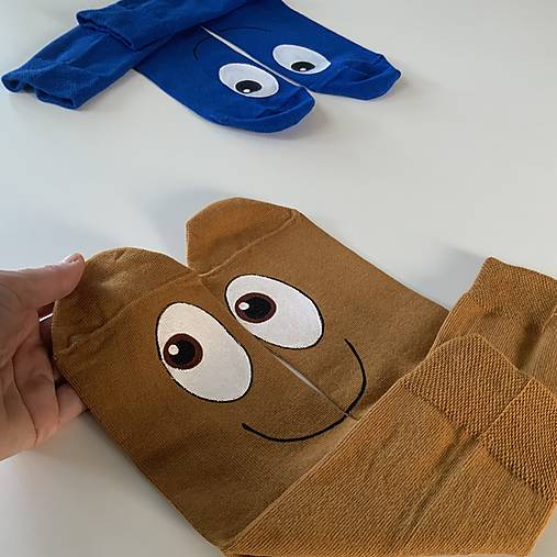 Maľované ponožky s očami (horčicové)