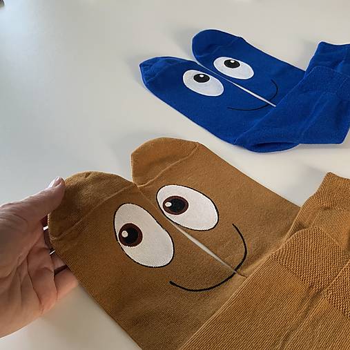 Maľované ponožky s očami (horčicové)