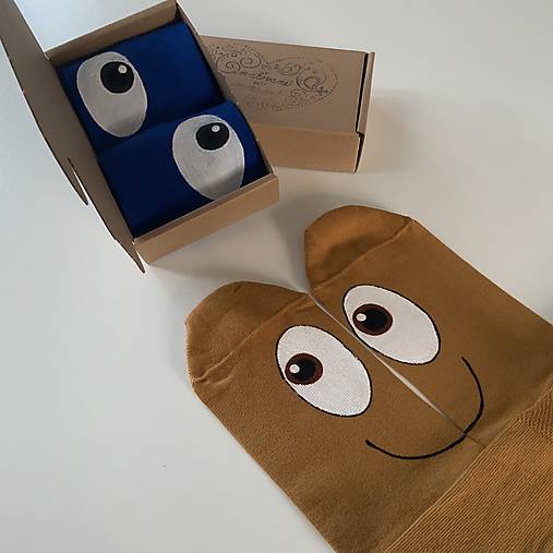 Maľované ponožky s očami (horčicové)