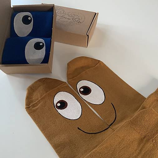 Maľované ponožky s očami (horčicové)