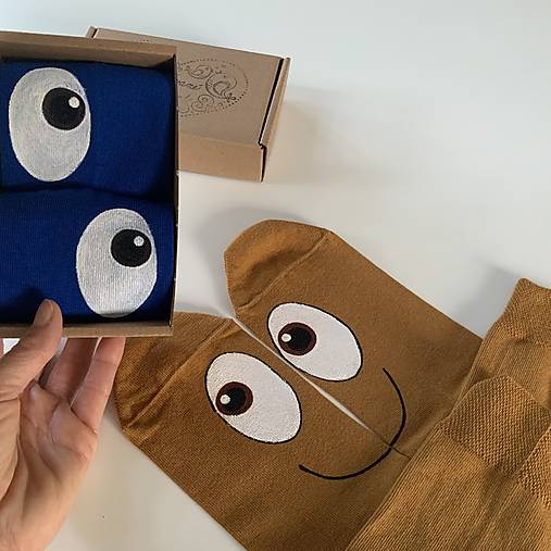 Maľované ponožky s očami (horčicové)
