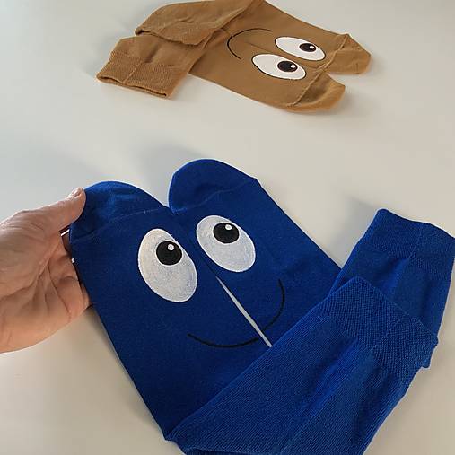 Maľované ponožky s očami (kráľovskymodré)