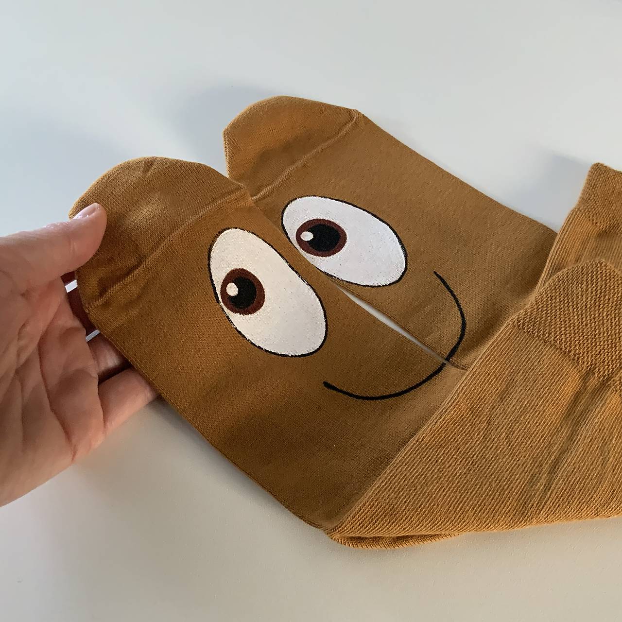 Maľované ponožky s očami (horčicové)