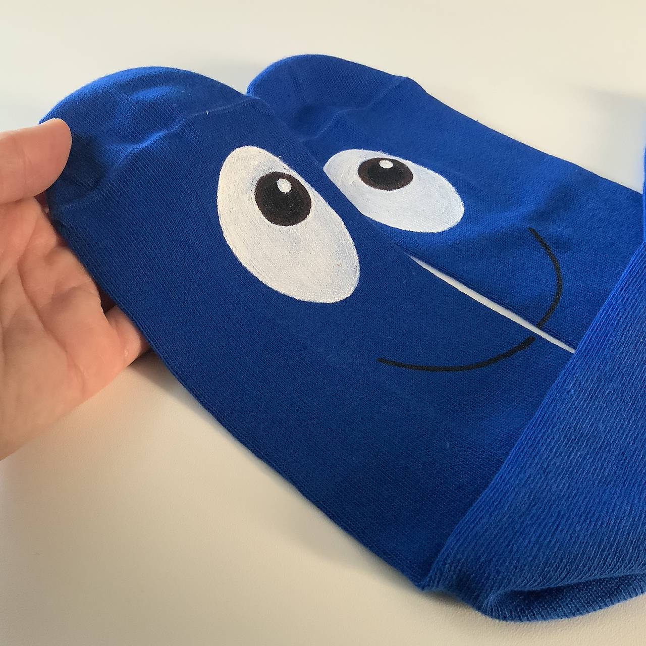 Maľované ponožky s očami (kráľovskymodré)