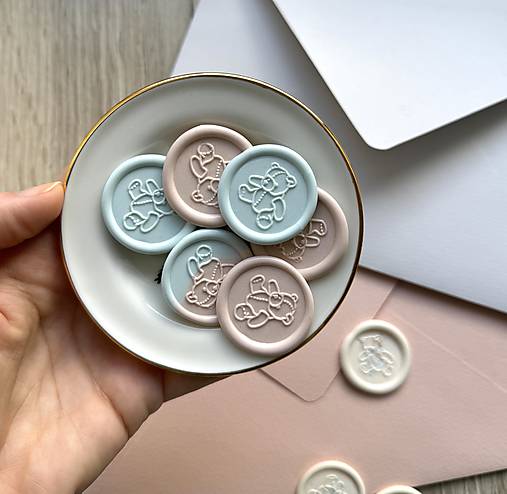 Materiál ručne robený - Pečate MACKO na detské oslavy alebo baby shower - 17996847_