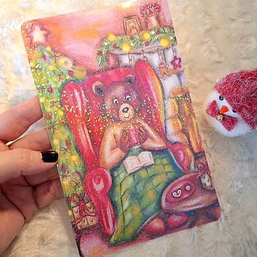 Medvedíkove Vianoce / veľká trblietavá pohľadnica