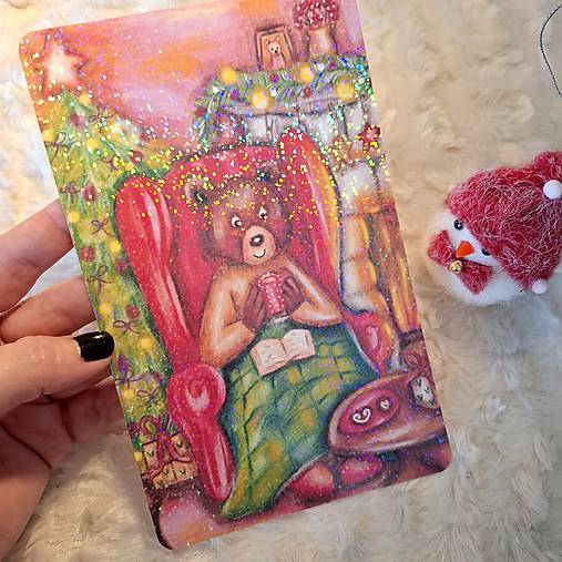 Medvedíkove Vianoce / veľká trblietavá pohľadnica