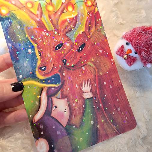 So sobíkmi / veľká trblietavá pohľadnica