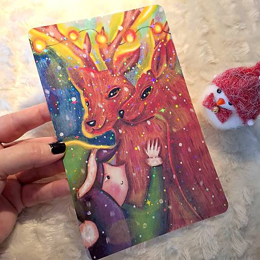 So sobíkmi / veľká trblietavá pohľadnica