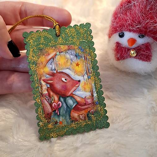 Veveričkine Vianoce :) /drevená ozdôbka