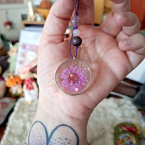 Ružová neha / nežný šperk s kremeňom, ruženínom a lepidolitom