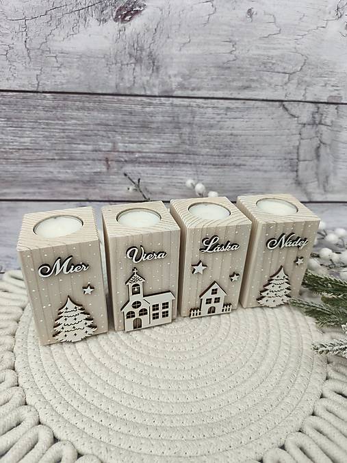 Svietidlá - Adventný svietnik mier viera láska nádej - 18000881_