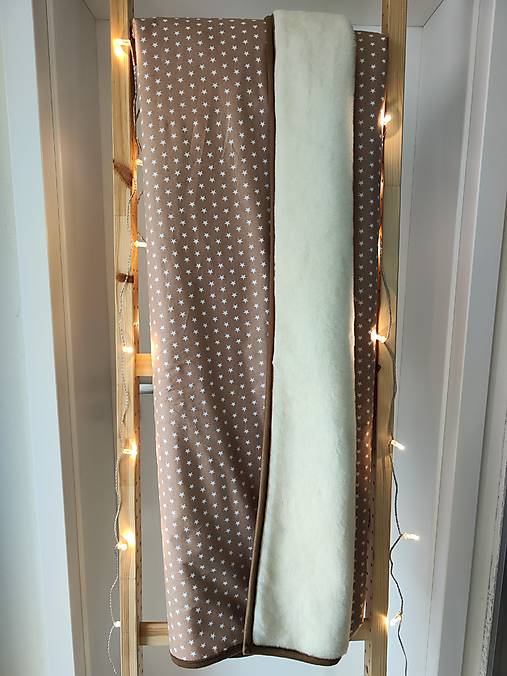 Úžitkový textil - Deka 100% ovčie rúno MERINO ELEGANT 140 x 210 cm Hviezdičky béžové - 18000485_