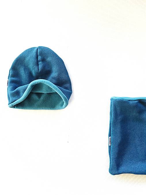 Čiapka/nákrčník na zimu "ocean blue"