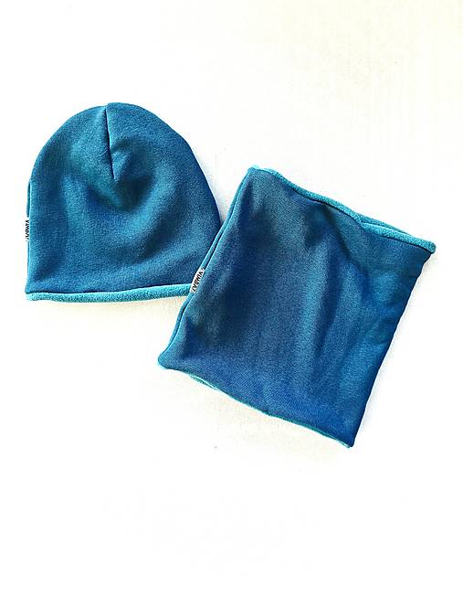 Čiapka/nákrčník na zimu "ocean blue"