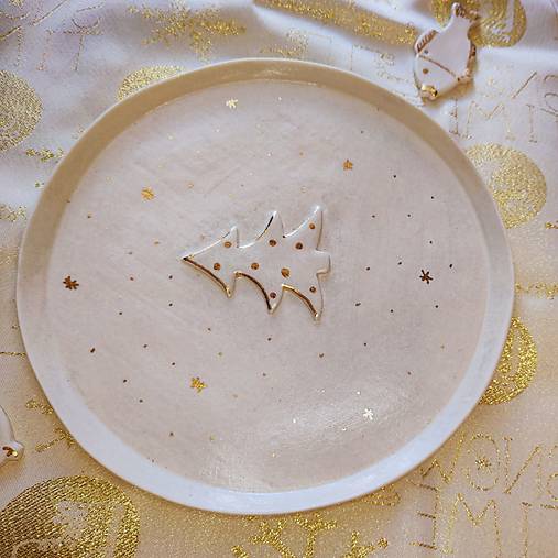 Nádoby - Luxusný porcelánový tanier "Vianočný Stromček" - 18001536_