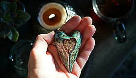 Dekorácie - Keramické srdiečko do dlane - 17999261_