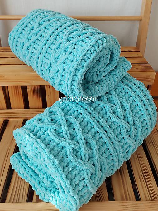 Deka jemnučká a ľahká detská z priadze alize puffy fine bledá béžová  (Rozmery (80 x 100) cm, farba tyrkysová)