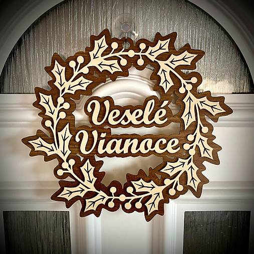 Drevený veniec "Veselé Vianoce"