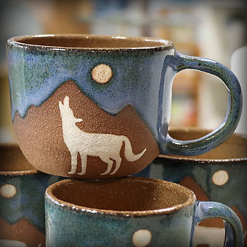 Hrnček Vlci (170/180/240/250 ml) tmavomodrá glazúra