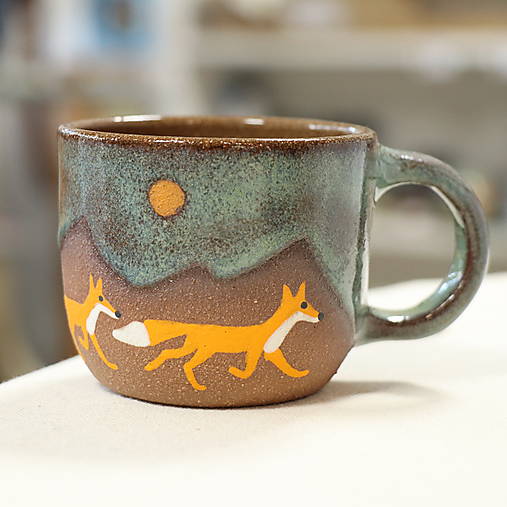 Hrnček Líšky (180/270/300) sivomodrá glazúra