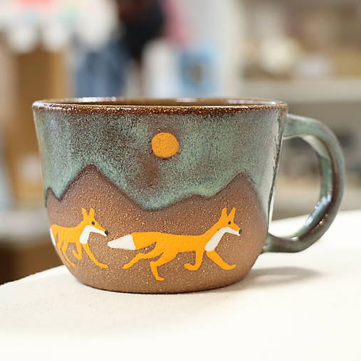 Hrnček Líšky (180/270/300) sivomodrá glazúra