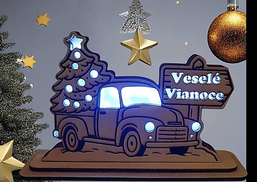 Dekorácie - Svietiaca vianočná dekorácia „Veselé Vianoce“ - 18002414_