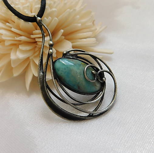 Náhrdelníky - Prívesok s larimarom ─WALELA─ - 18004350_