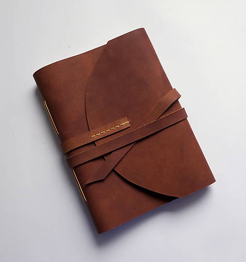 Papiernictvo - A5 Kožený zápisník hnedý oblý - 18003194_