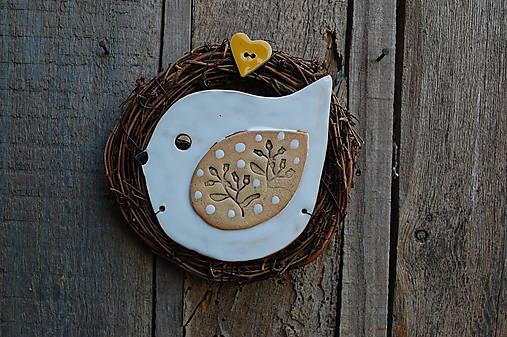 Dekorácie - Vtáčik vo venčeku 212 - 18003131_