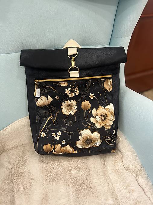Rolltop rolovací batoh (6 elegantný čierno zlatý)