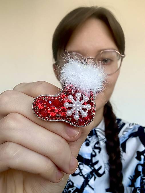 Brošne - Korálková brošňa topánka - 18003169_