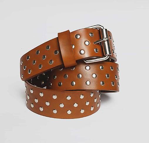 Opasky - Kožený ručně nýtovaný opasek, 4 cm,více barev kůže - 18004364_