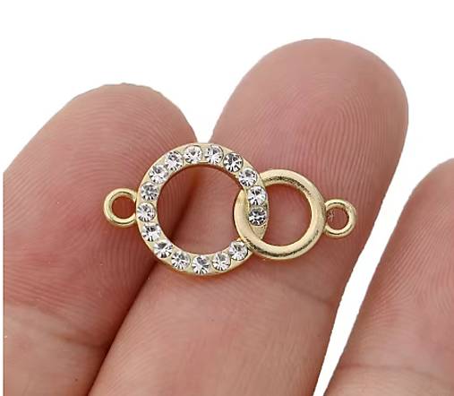 CO104 Konektor krúžky s kamienkami 2,3 cm (Zlatá)