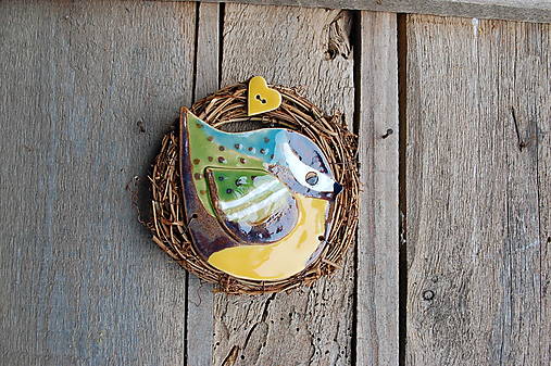 Dekorácie - Vtáčik vo venčeku 214 - 18006118_