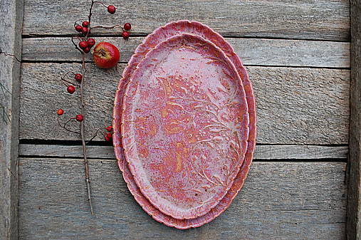 Nádoby - Keramická tácka ružová - 18006149_