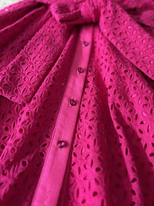 Fuchsiové madeirové šaty 2 v 1 - korzetové a košeľové