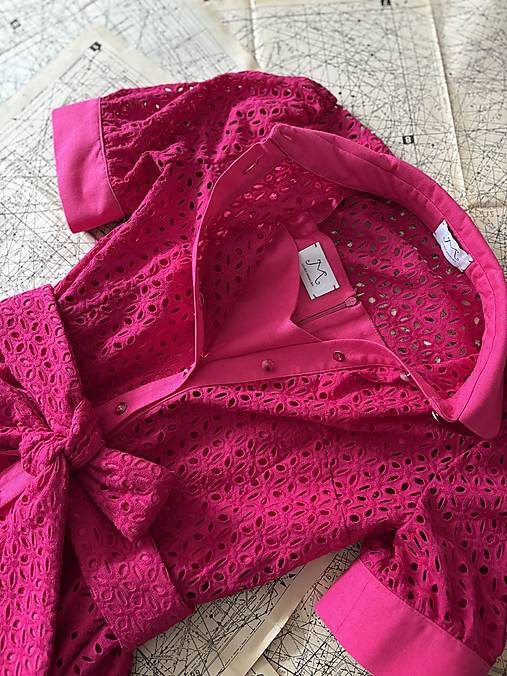 Fuchsiové madeirové šaty 2 v 1 - korzetové a košeľové