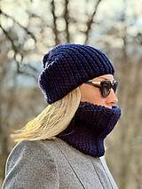 Čiapky, čelenky, klobúky - Tmavomodry set Virgine wool - 18010184_