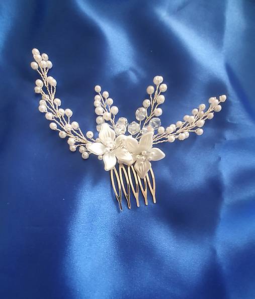 Ozdoby do vlasov - hrebienok s 2kvietkami - 18009492_