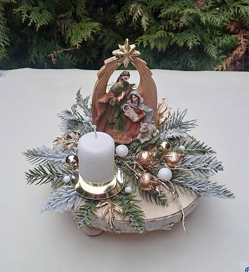 Dekorácie - Vianočný svietnik "Svätá rodina" - 18008645_