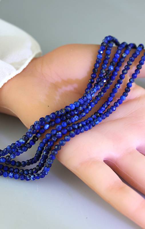 Minerály - lapis lazuli 3mm - brúsené korálky, polšnúra - 18009044_
