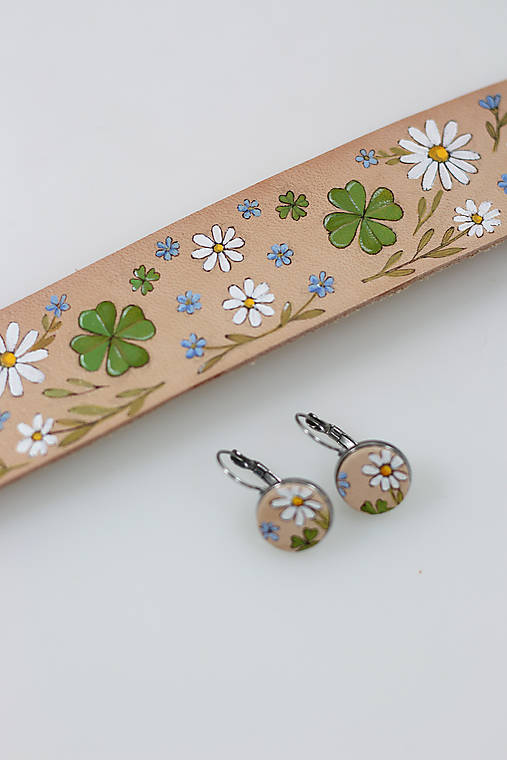 Personalizovaný náramok s ručnou maľbou s náušnicami z chir.ocele