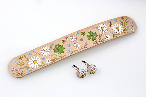 Personalizovaný náramok s ručnou maľbou s náušnicami z chir.ocele