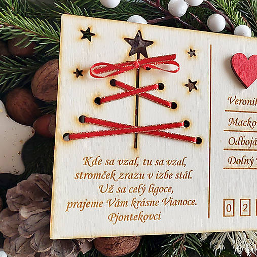 Pohľadnica vianočná drevená 18x12,50cm